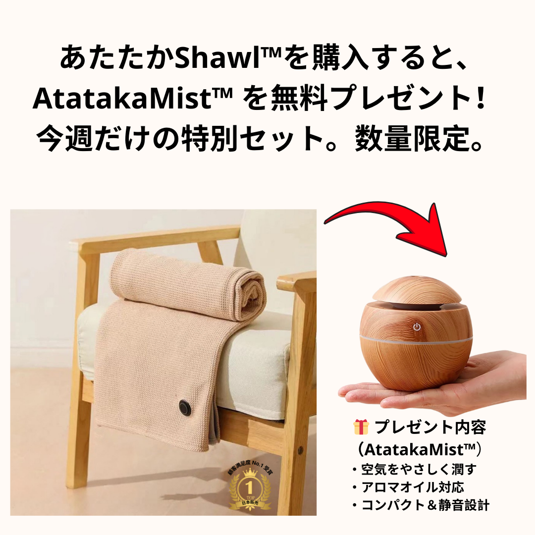 あたたかShawl™ アタタカショール 【USB電気ブランケット】